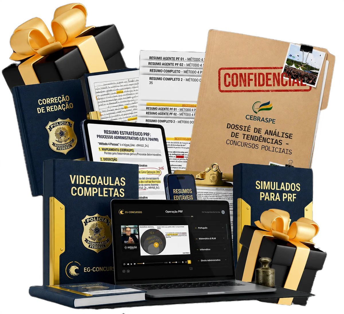 Tudo que você recebe no Curso PRF do EG Concursos